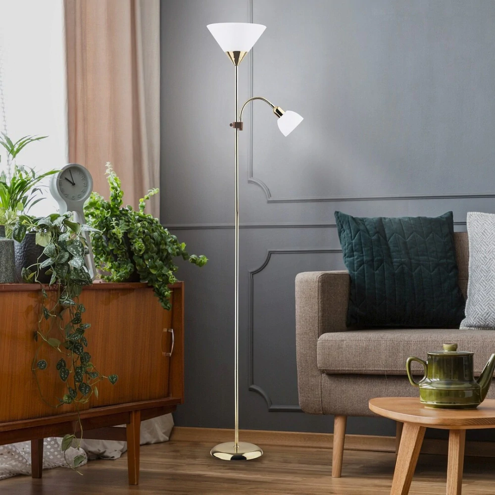 Rabalux 4060 ACTION - Stojací lampa se čtecí bodovkou ve zlaté barvě, 1 x E27 + 1 x E14, 178cm