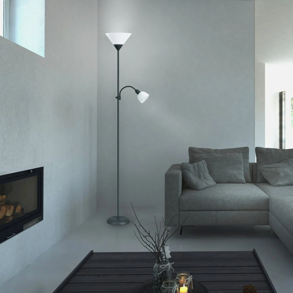 Rabalux 4062 ACTION - Černá stojací lampa s bodovkou na čtení, 1 x E27 + 1x E14, 178cm