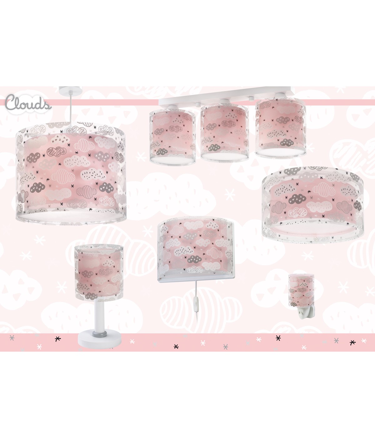 Dalber 41413S CLOUDS pink - Dětské stropní svítidlo s mráčky + Dárek LED žárovky