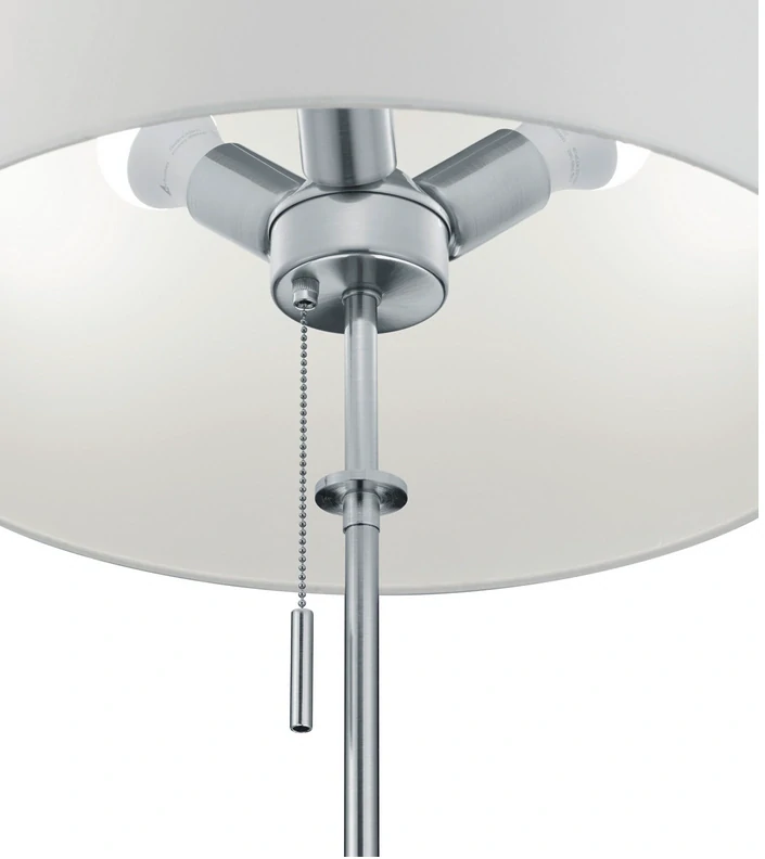 Trio Leuchten 409100307 LYON - Stojací moderní lampa s tahovým vypínačem a bílým textilním stínidlem, výška 138-180cm, 3 x E27