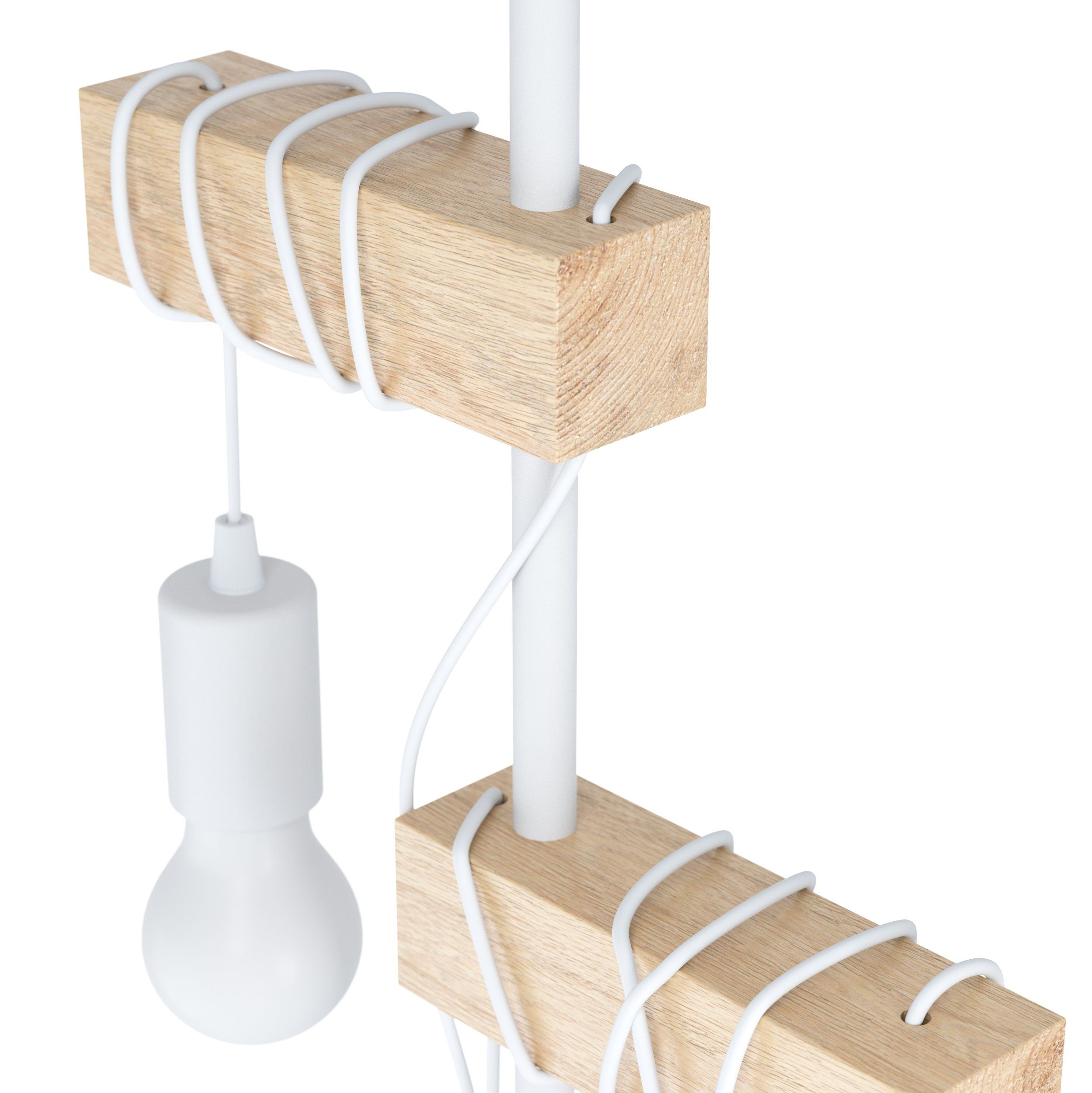 Eglo 33167 TOWNSHEND 2 - Retro bílá stojací lampa se dřevěným prvkem, 2 x E27