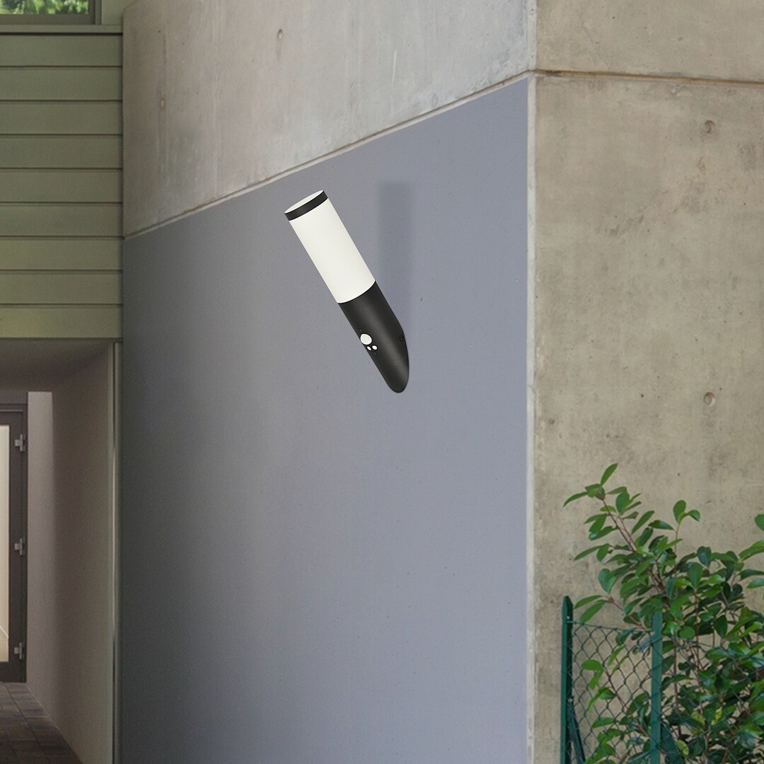 Rabalux 8146 BLACK TORCH - Nástěnné šikmé venkovní svítidlo se senzorem 1 x E27, IP44