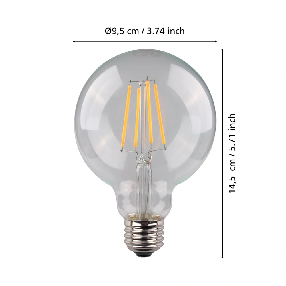 Eglo 110181 BULB G95 - Vypínačem stmívatelná LED žárovka 7,3W, 2700K, crystal retro, 806lm
