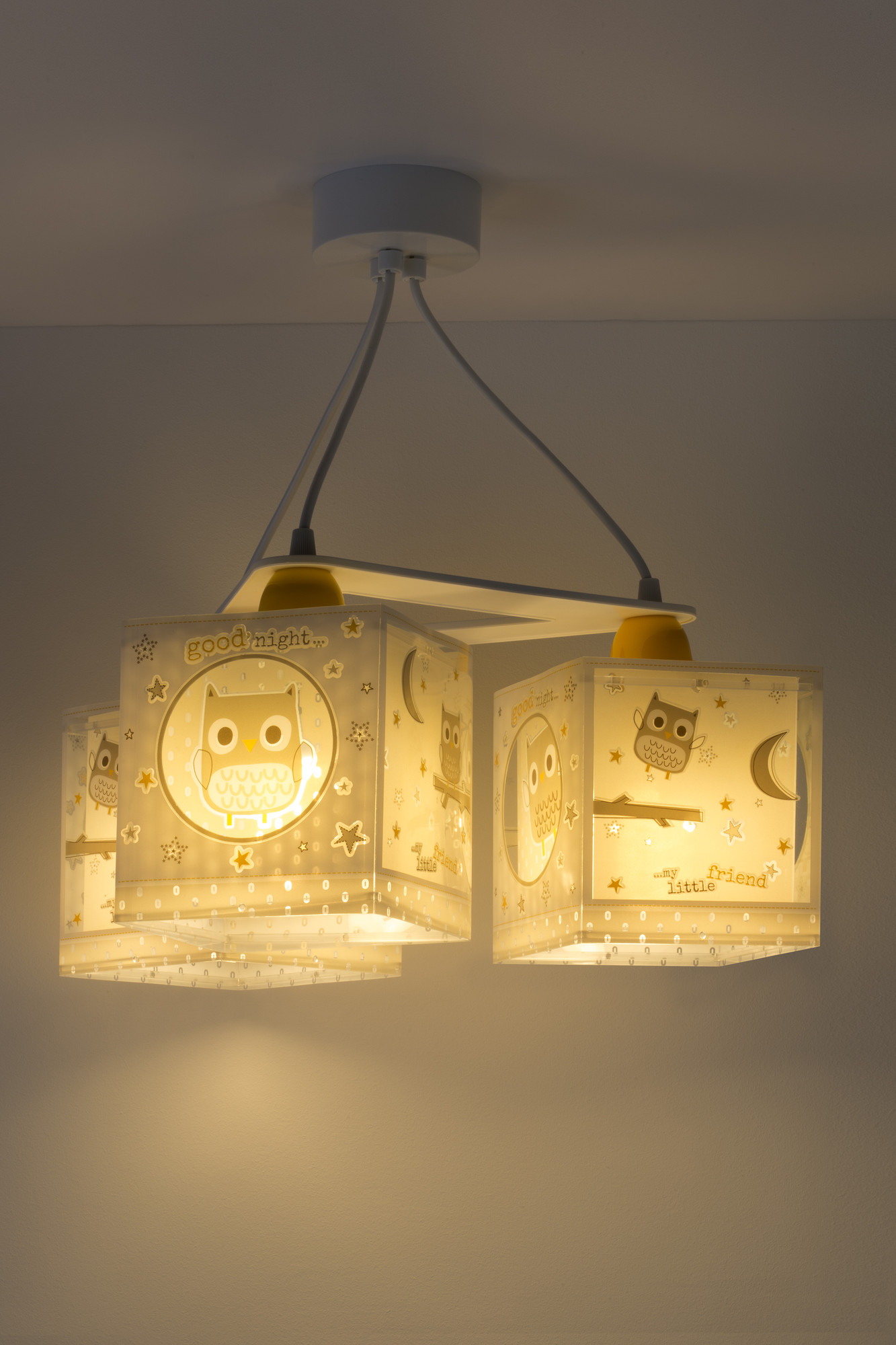 Dalber 63394 GOOD NIGHT - Dětské závěsné svítidlo se sovičkami + Dárek 3x LED žárovka