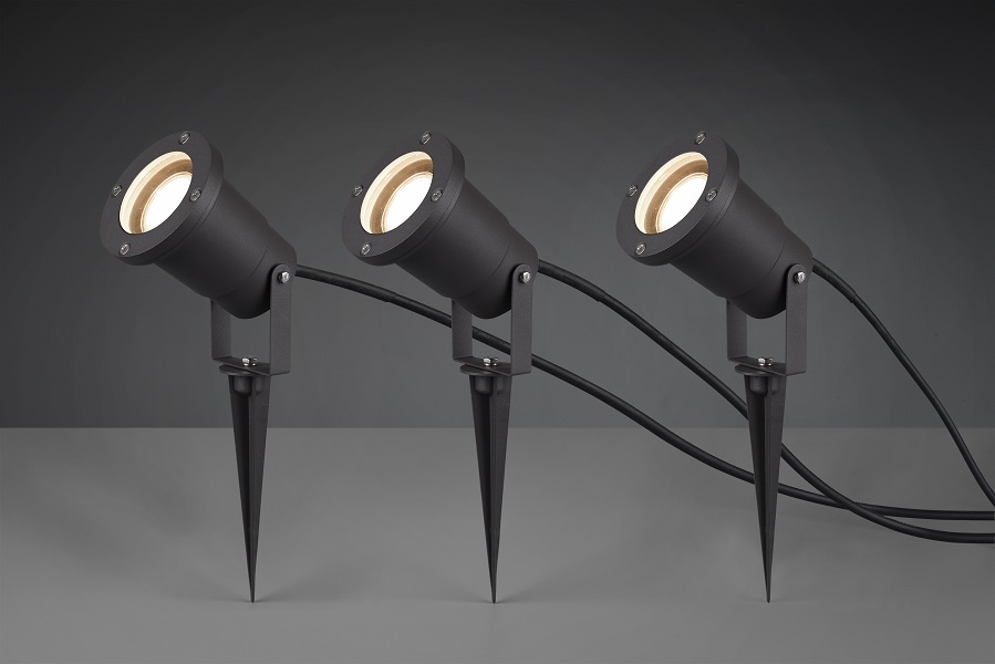 Trio Leuchten 800260342 UBANGI - Zahradní reflektorové zápichné svítidlo 1 x GU10 + kabel 5m , IP65 , 3 propojené kusy