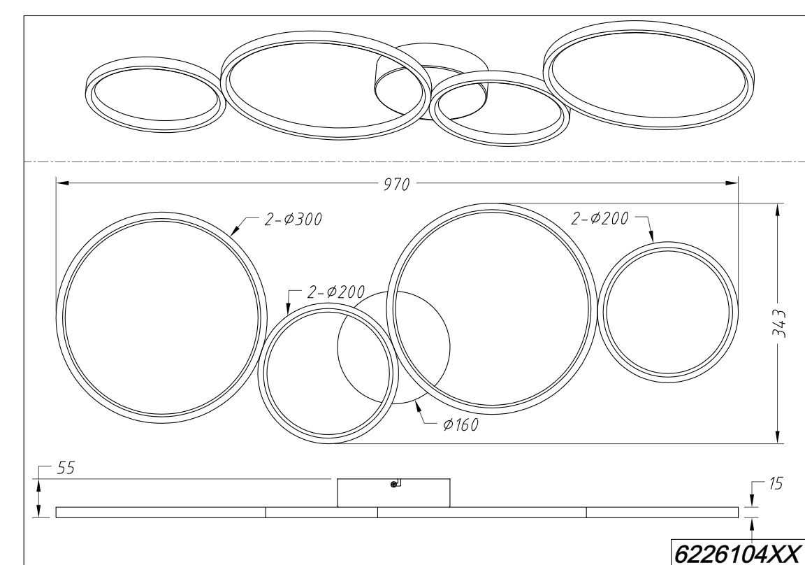 Trio Leuchten 622610432 RONDO - Stropní lustr stmívatelný klasickým vypínačem, LED 37W, 3000K, 97cm šířka