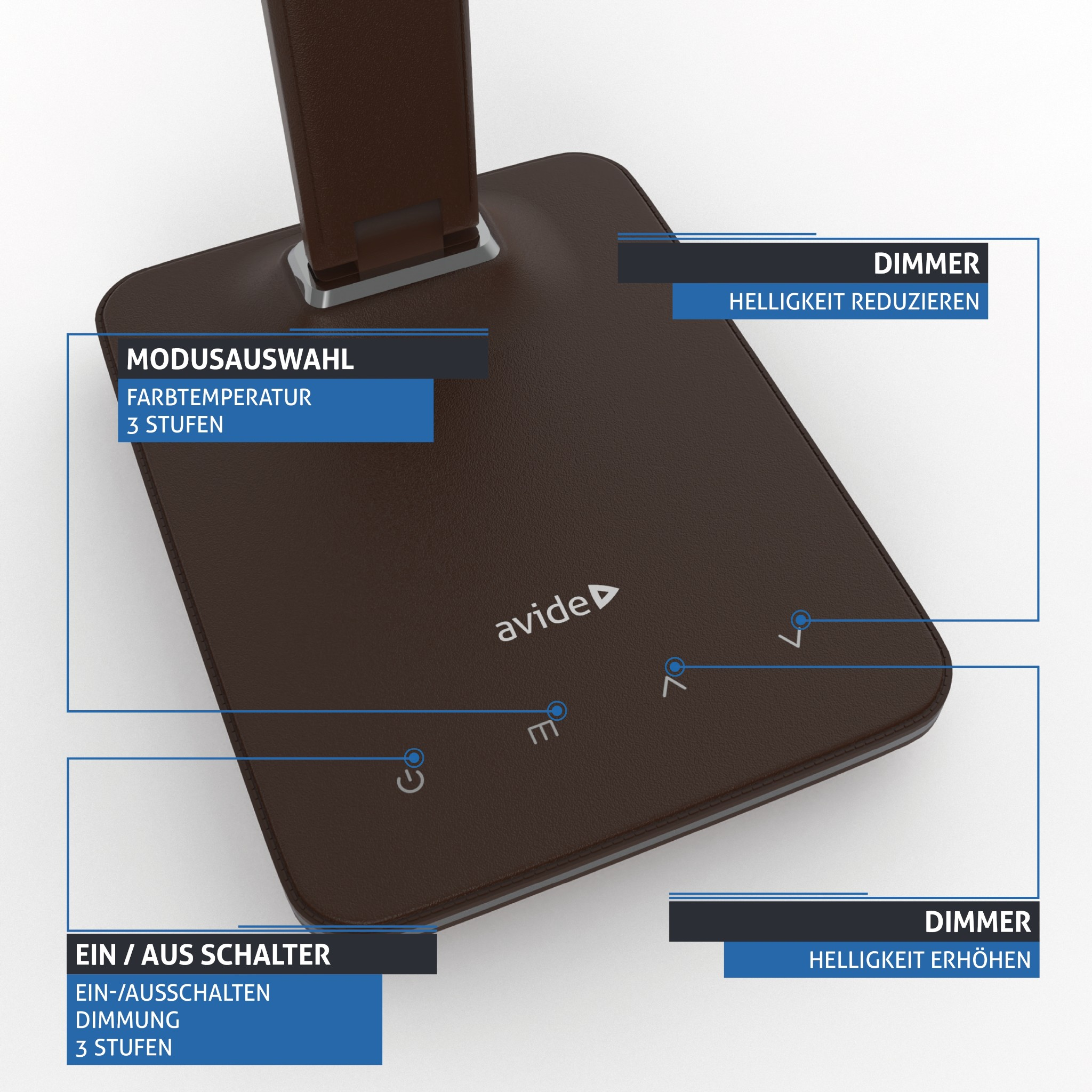 Avide Calendar Office - Stolní kancelářská lampička s displejem v hnědé barvě LED 6W