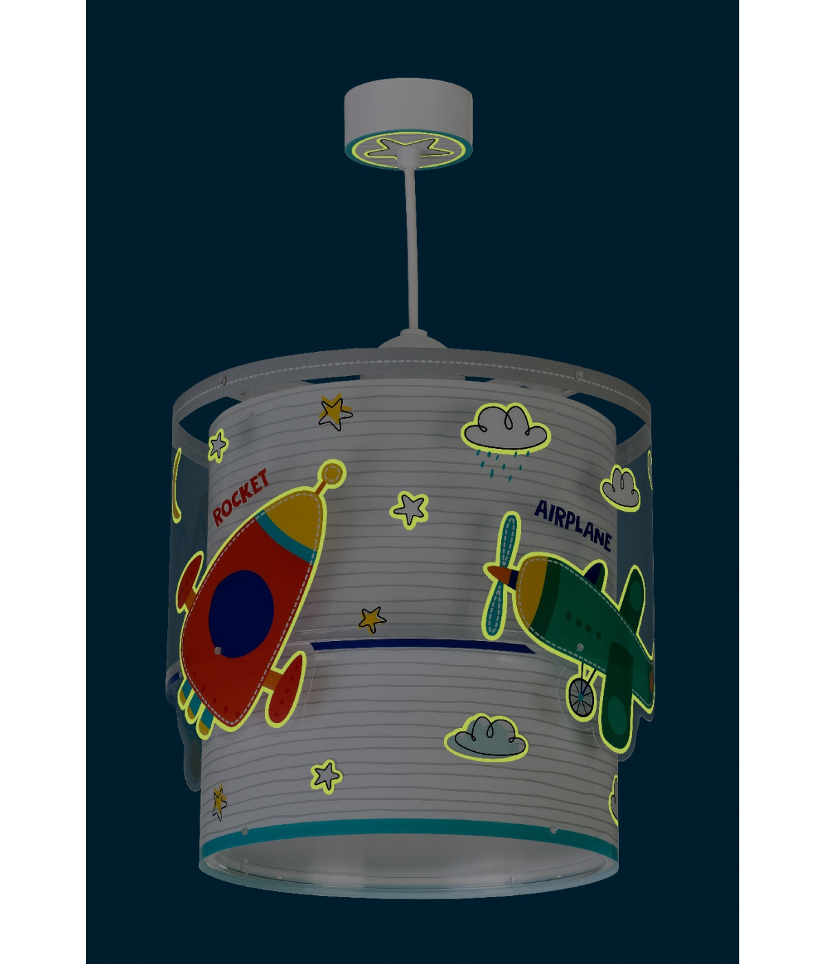 Dalber 61682 BABY TRAVEL - Dětské závěsné svítidlo s forforeskujícími motivy + Dárek LED žárovka