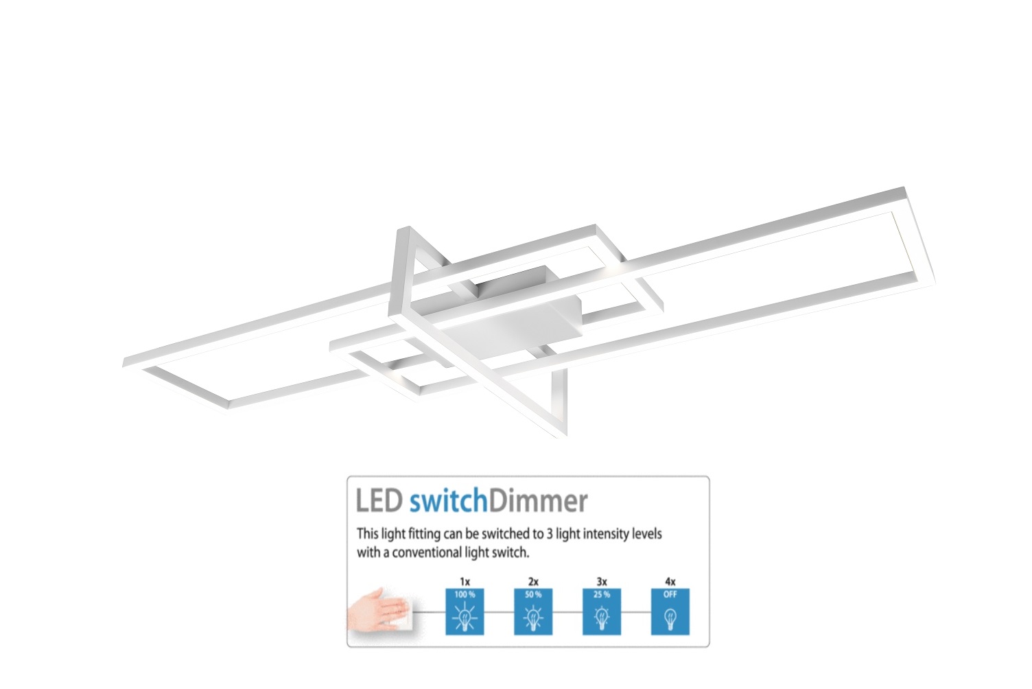 Trio Leuchten 620310331 SALINAS- Stropní LED svítidlo krokově stmívatelné nástěnným vypínačem, LED 34W, 4000K, 100x26cm, bílá matná