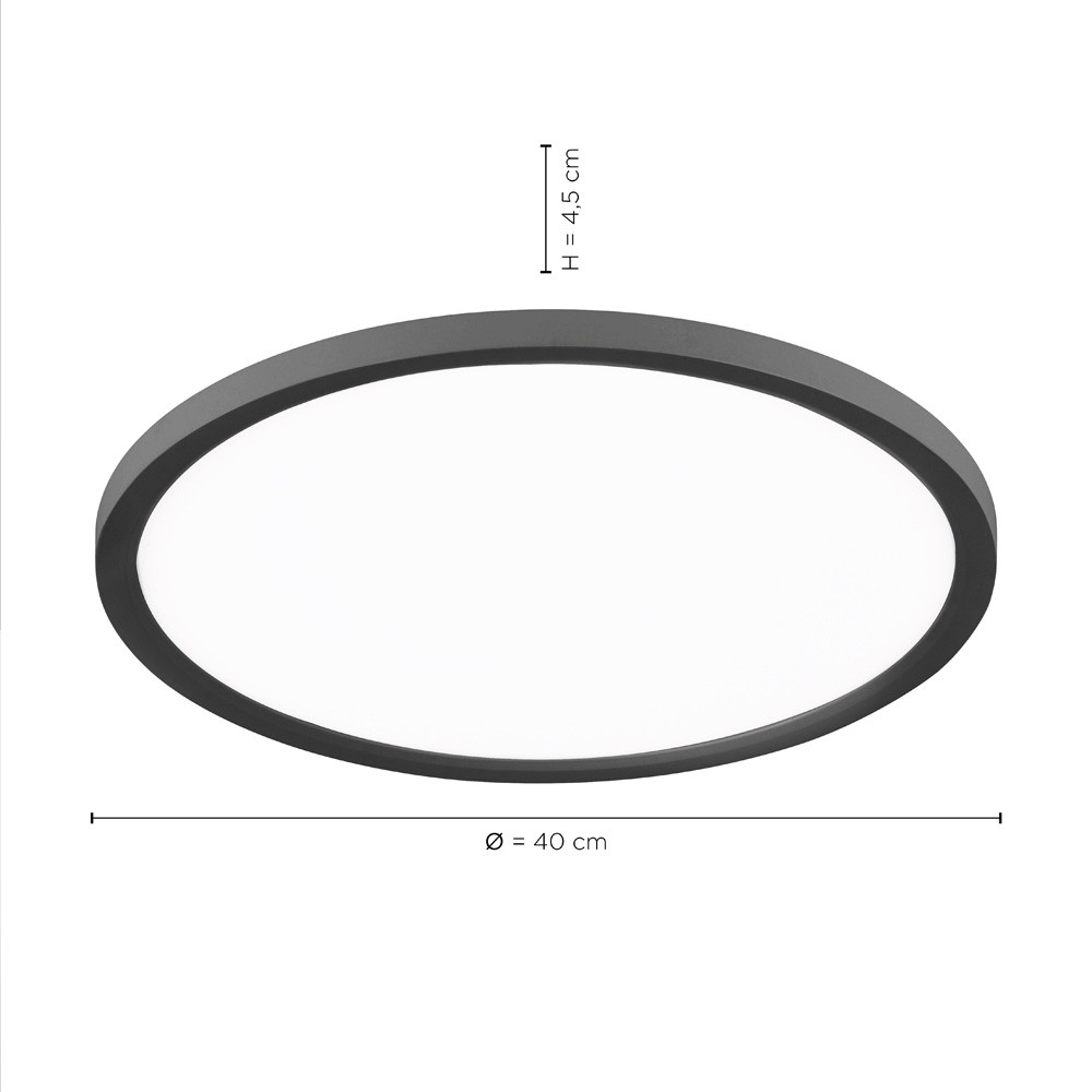 Leuchten Direkt 15571-18 FLAT - LED stropní černé svítidlo s dálkovým ovladačem, LED 23,5W, 2700-5000K, Ø 40cm