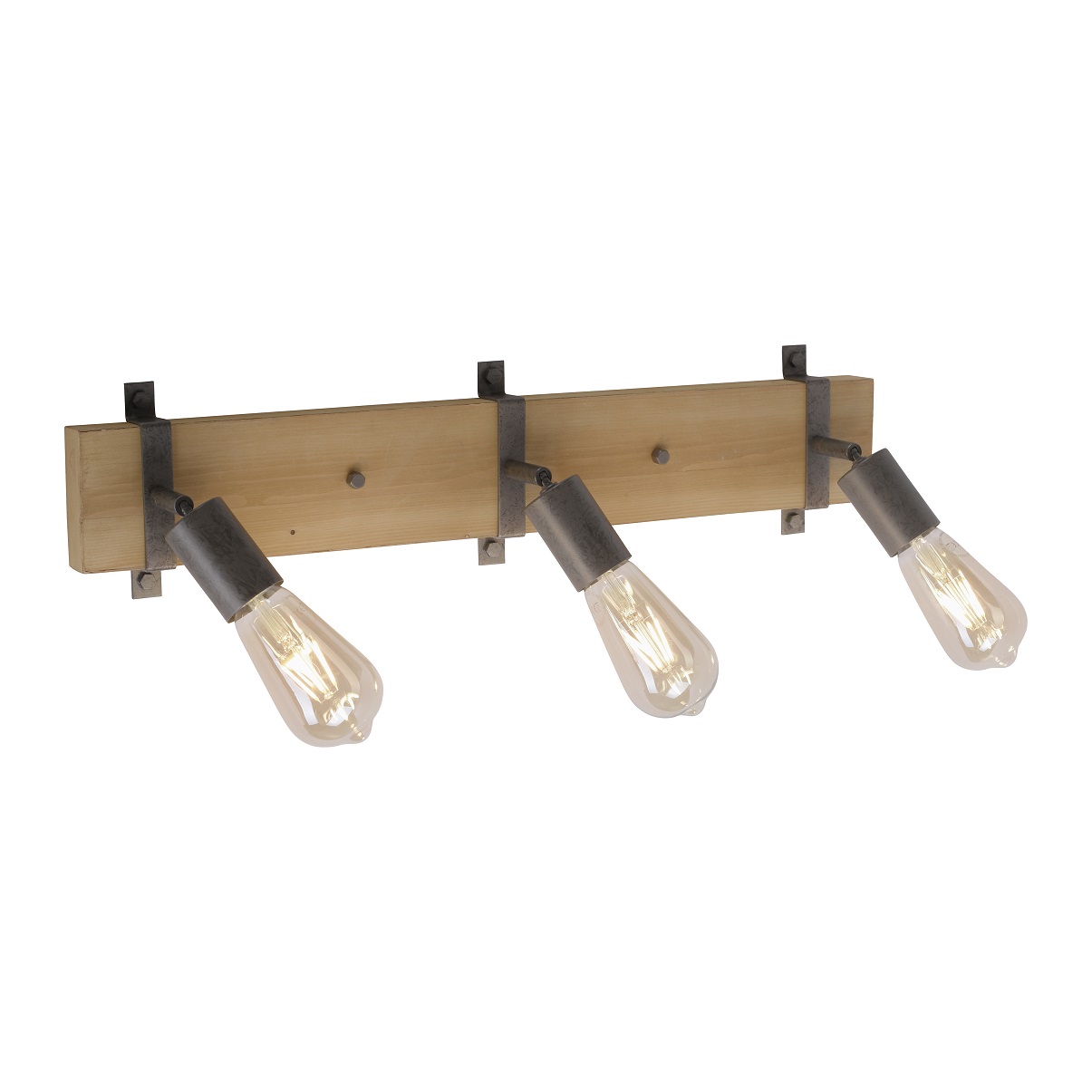Leuchten Direkt 13473-79 SLAT - Stropní retro industriální svítidlo ve dřevě a kovu 3 x E27
