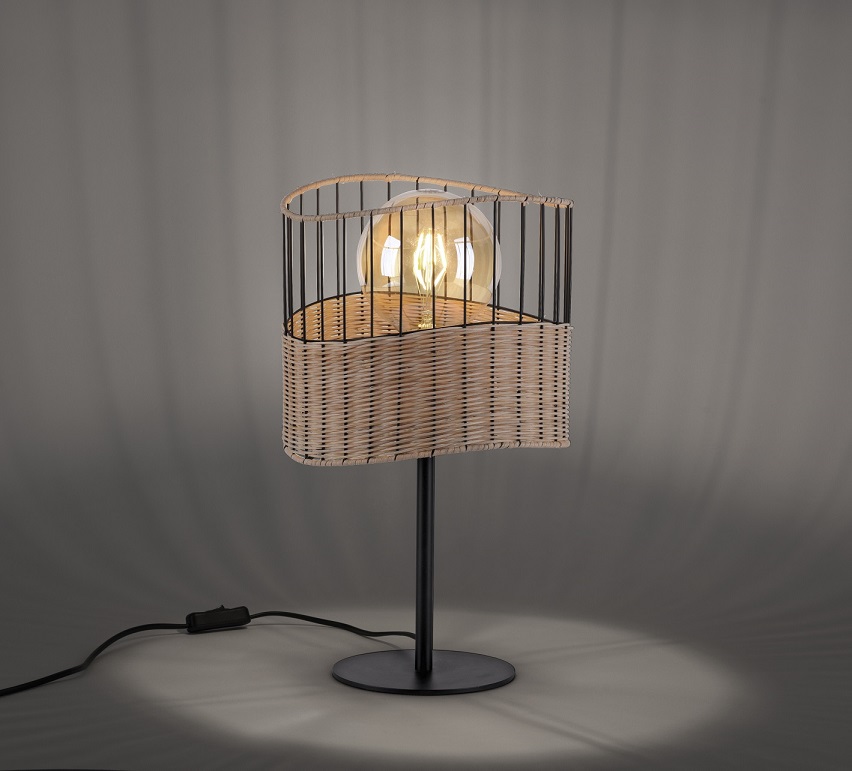 Leuchten Direkt 11150-79 REED - Stolní lampička s proutěným úpletem na stínidle 1 x E27, výška 42cm