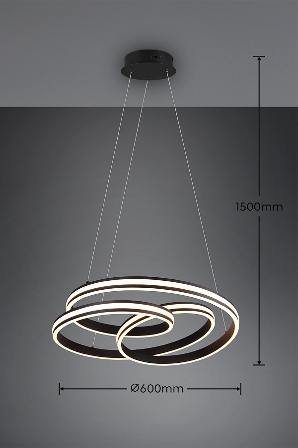 Trio Leuchten 326210132 NURIA - Závěsný lustr stmívatelný klasickým vypínačem, LED 60W, 2300+3000+4000K, Ø 60cm