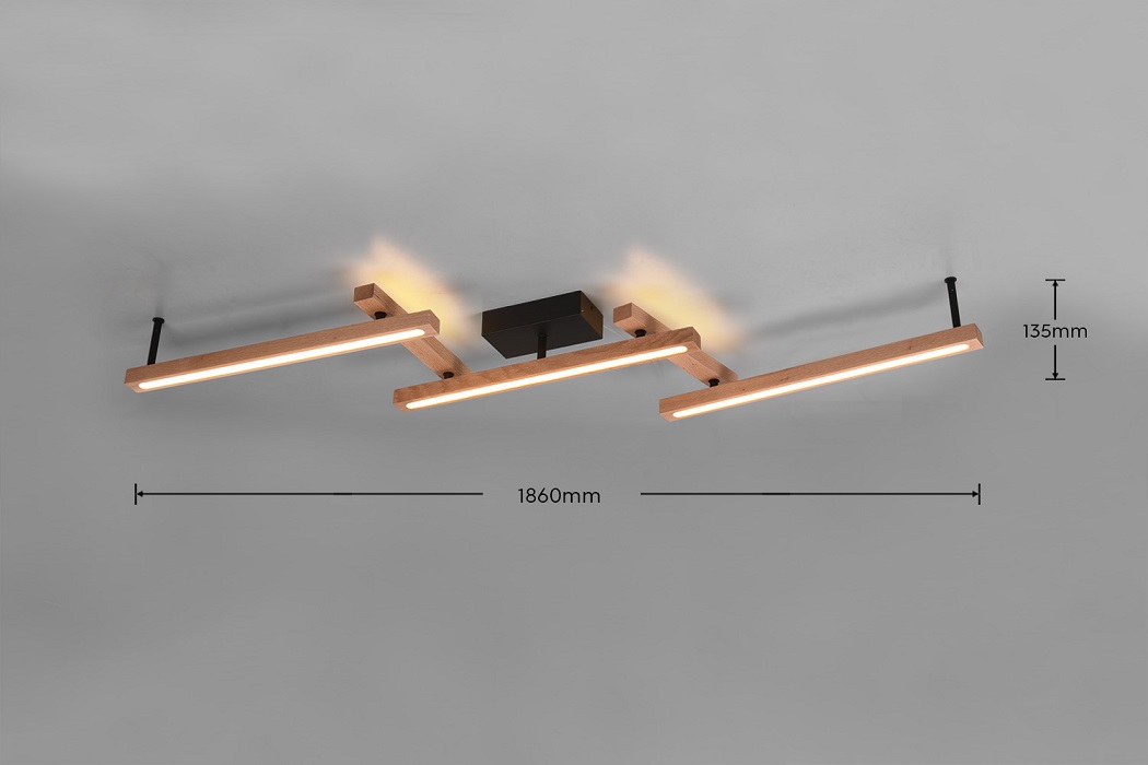 Trio Leuchten 626410530 BELLARI - Stropní dřevěné stmívatelné svítidlo s dálkovým ovladačem LED 36W, 2700 - 6000K, 186cm 