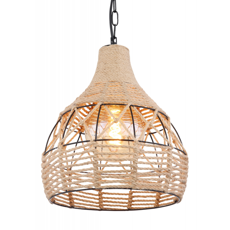 Globo 15671H HALIA - Závěsné svítidlo se stínidlem z konopného lana, 1 x E27 Ø 30cm