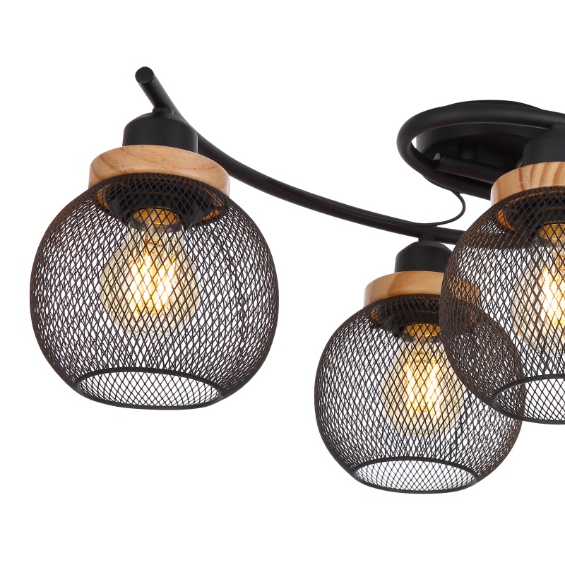 Globo 15663-4D PABLO - Stropní svítidlo se dřevěnými prvky, 4 x E27, 60 x 35cm