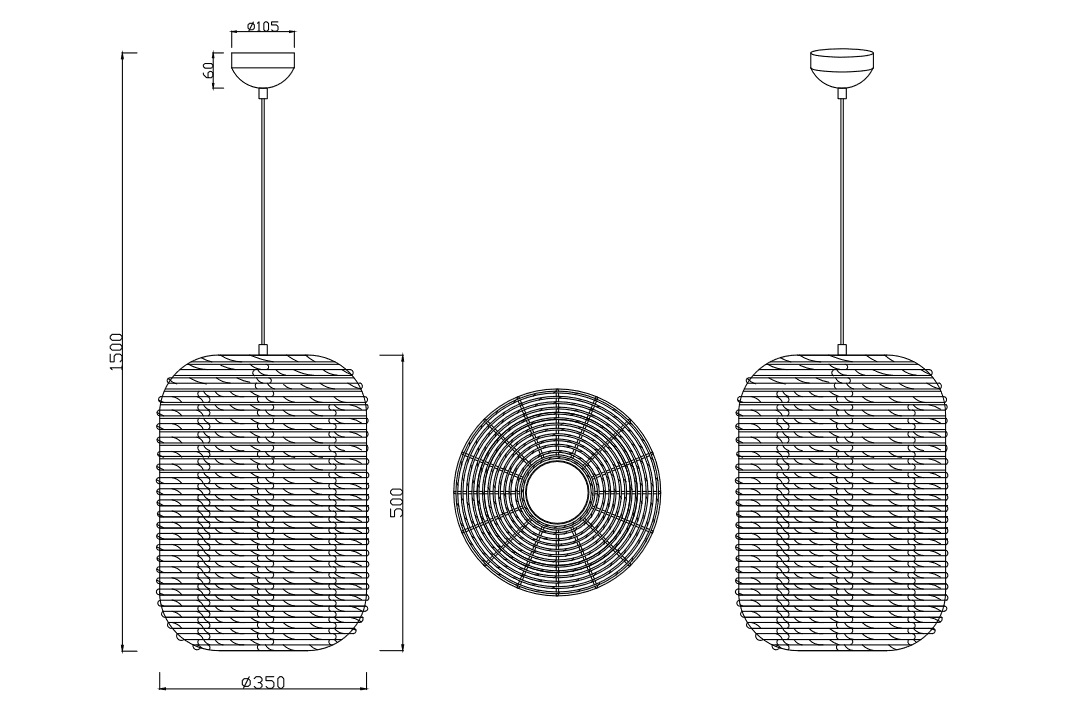 Trio Leuchten 303090132 RUNA - Závěsné svítidlo se stínidlem ze sisalového lana 1 x E27, Ø 35cm