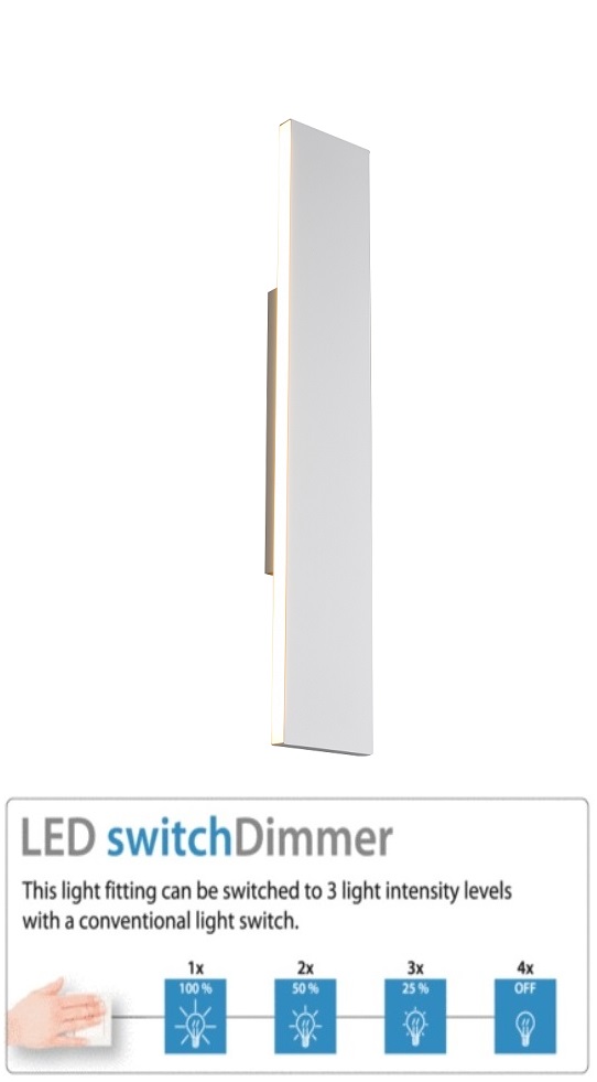 Trio Leuchten 225174731 CONCHA - LED nástěnné obousměrné svítidlo v bílé barvě stmívatelné klasickým vypínačem, LED 18W, 3000K, 47cm