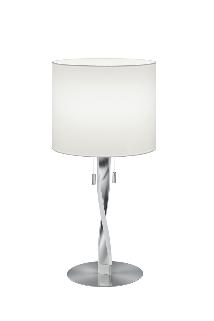 Trio Leuchten 575310307 NANDOR - Moderní stolní LED lampa s textilním stínidlem a tahovými vypínači 1 x E27 + LED 6W, 3000K, výška 62cm