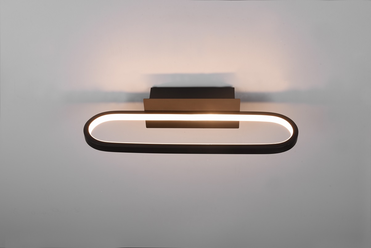 Trio Leuchten 283770132 GIANNI - Koupelnové LED nástěnné svítidlo s vypínačem, černá barva, 17W, 3000K, IP44, 40cm