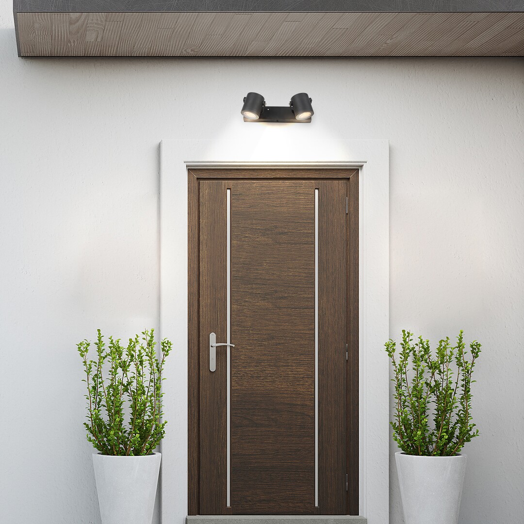 Rabalux 7930 ELVA - Nástěnné bodové venkovní svítidlo v antracitové barvě, 2 x GU10, IP44