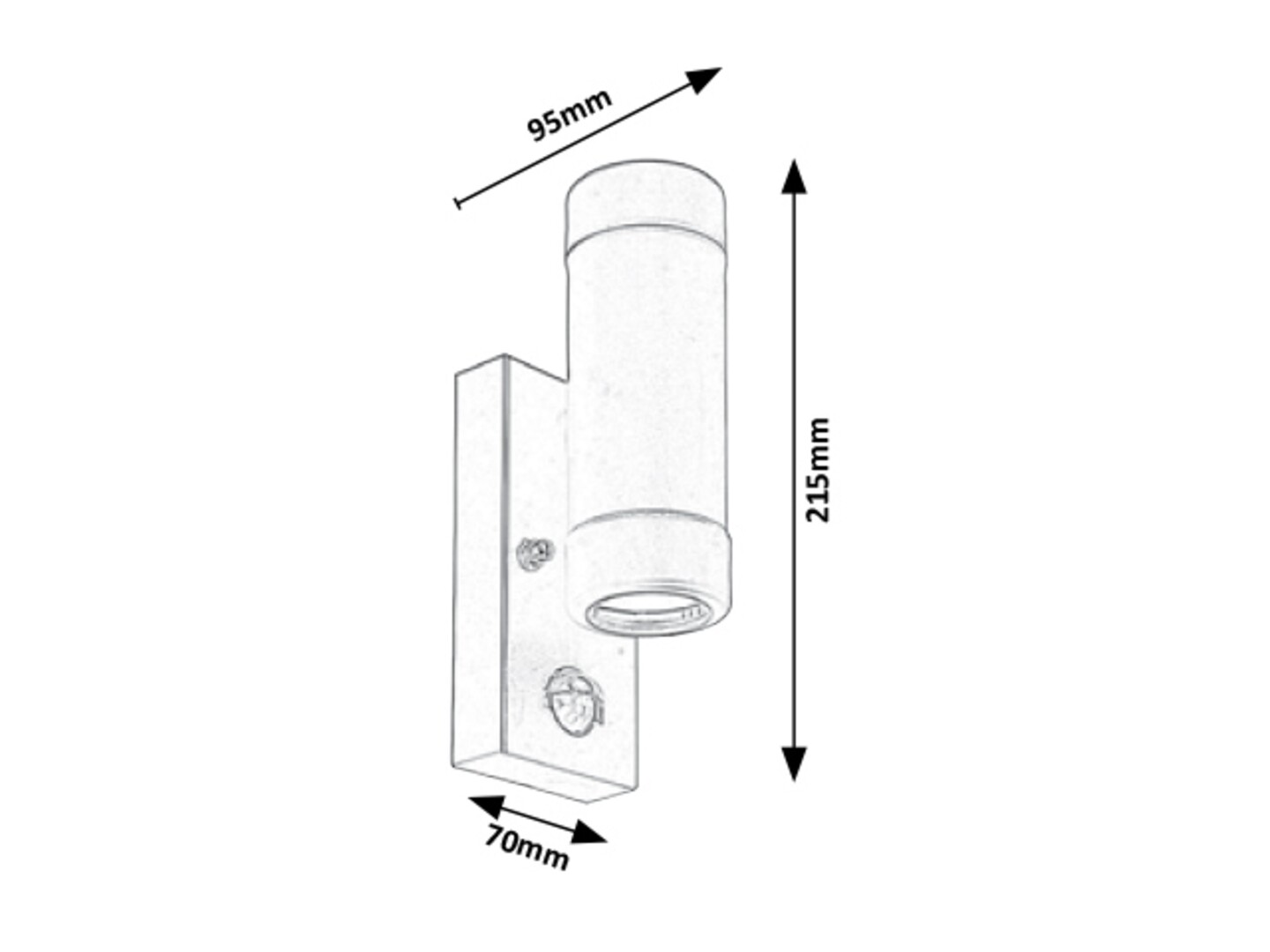 Rabalux 8835 MEDINA - Nástěnné senzorové venkovní svítidlo v černé barvě, 2 x GU10, IP44