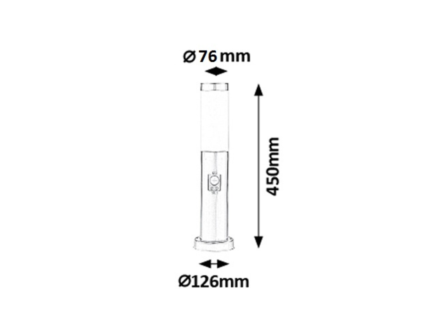 Rabalux 8267 INOX TORCH - Stojací zahradní lampa ve stříbrné barvě s čidlem pohybu, 1 x E27, IP44, 45cm
