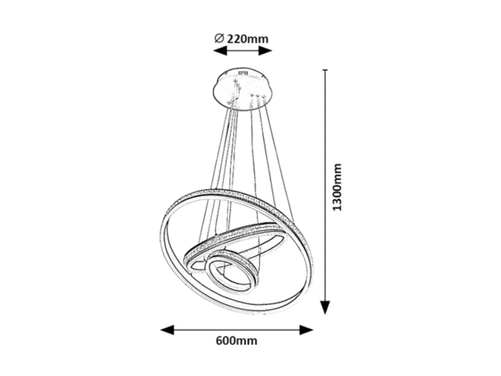 Rabalux 2230 AVALON - Závěsný moderní lustr s akrylovými krystalky, LED 75W, 4000K, Ø 60cm