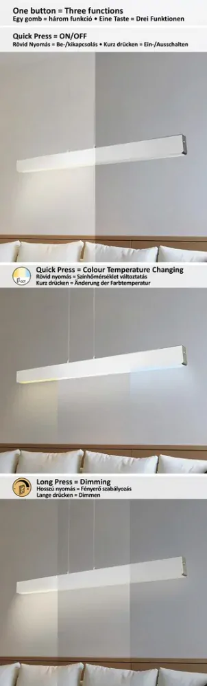 Rabalux 6670 TITHANIA - LED závěsné svítidlo stmívatelné dotykem na senzor se změnou barvy světla 2700K a 6500K, LED 24W, 120cm