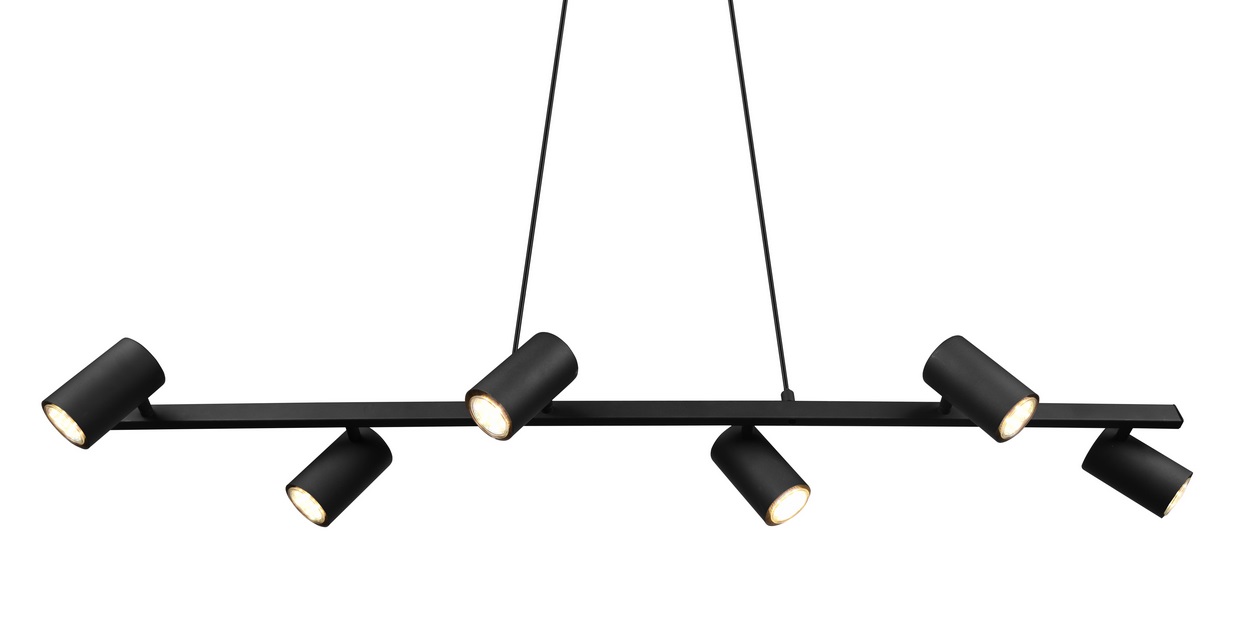 Trio Leuchten 302400632 MARLEY black  -Závěsný bodový lustr nad stůl v černé barvě, 6 x GU10, 115cm