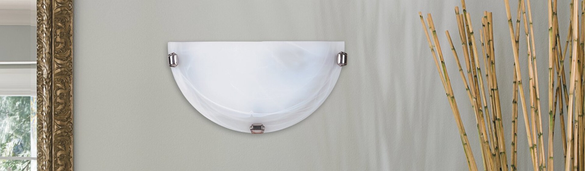 Rabalux 3002 ALABASTRO - Nástěnné půlkulaté skleněné svítidlo, stříbrné packy 1 x E27