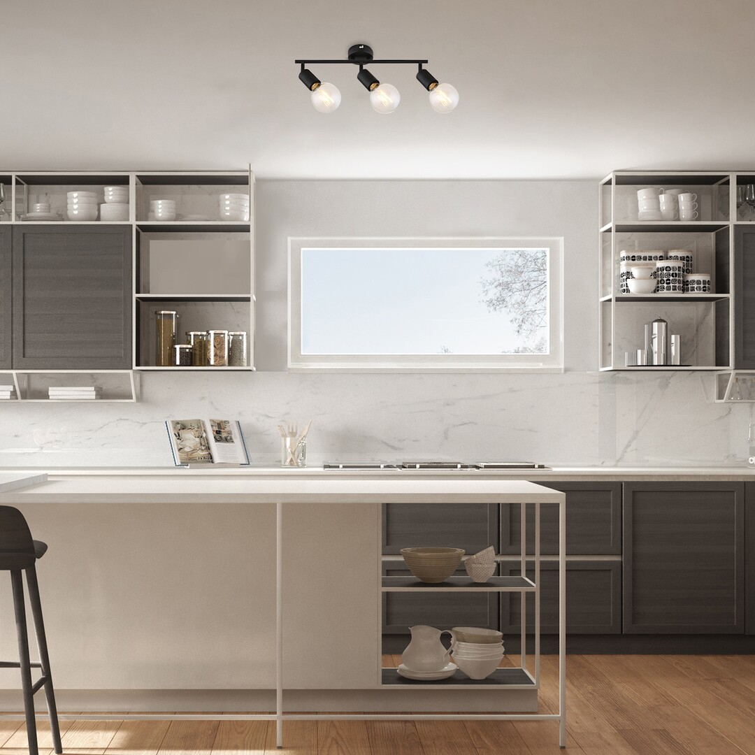 Rabalux 3988 LAMAR - Retro stropní svítidlo v černé barvě 3 x E27, 49cm