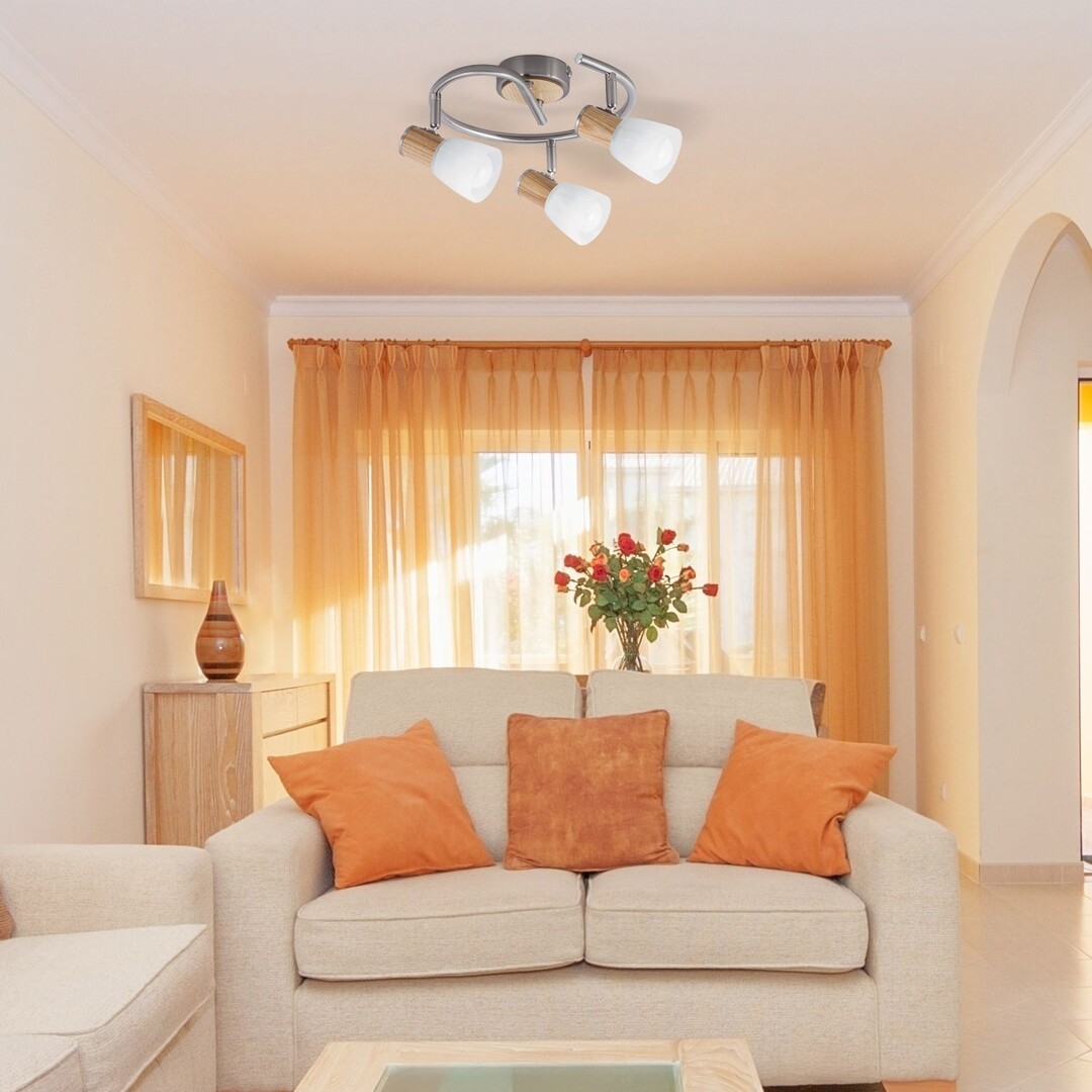 Rabalux 6488 GAVIN - Moderní stropní bodové svítidlo se dřevěným prvkem 3 x E14