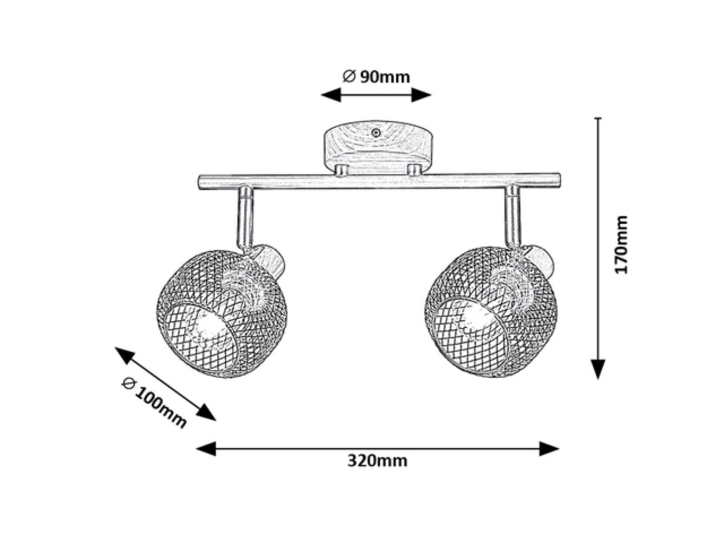 Rabalux 3128 GRENDEL - Stropní nebo nástěnná lampa v imitaci dřeva, 2 x E14, 32cm