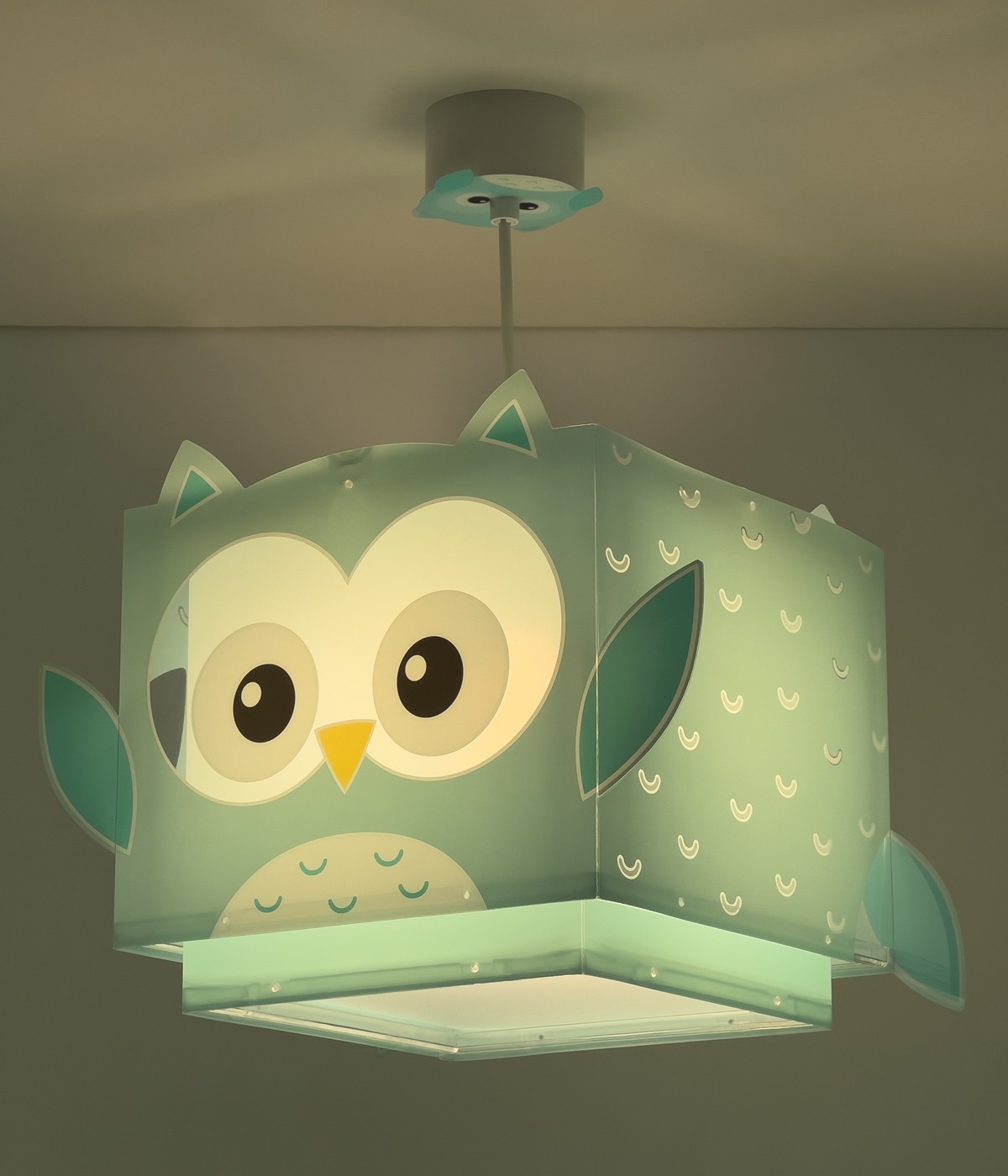 Dalber 64392 LITTLE OWL - Dětský lustr se sovičkou a s fosforeskujícími motivy + Dárek LED žárovka