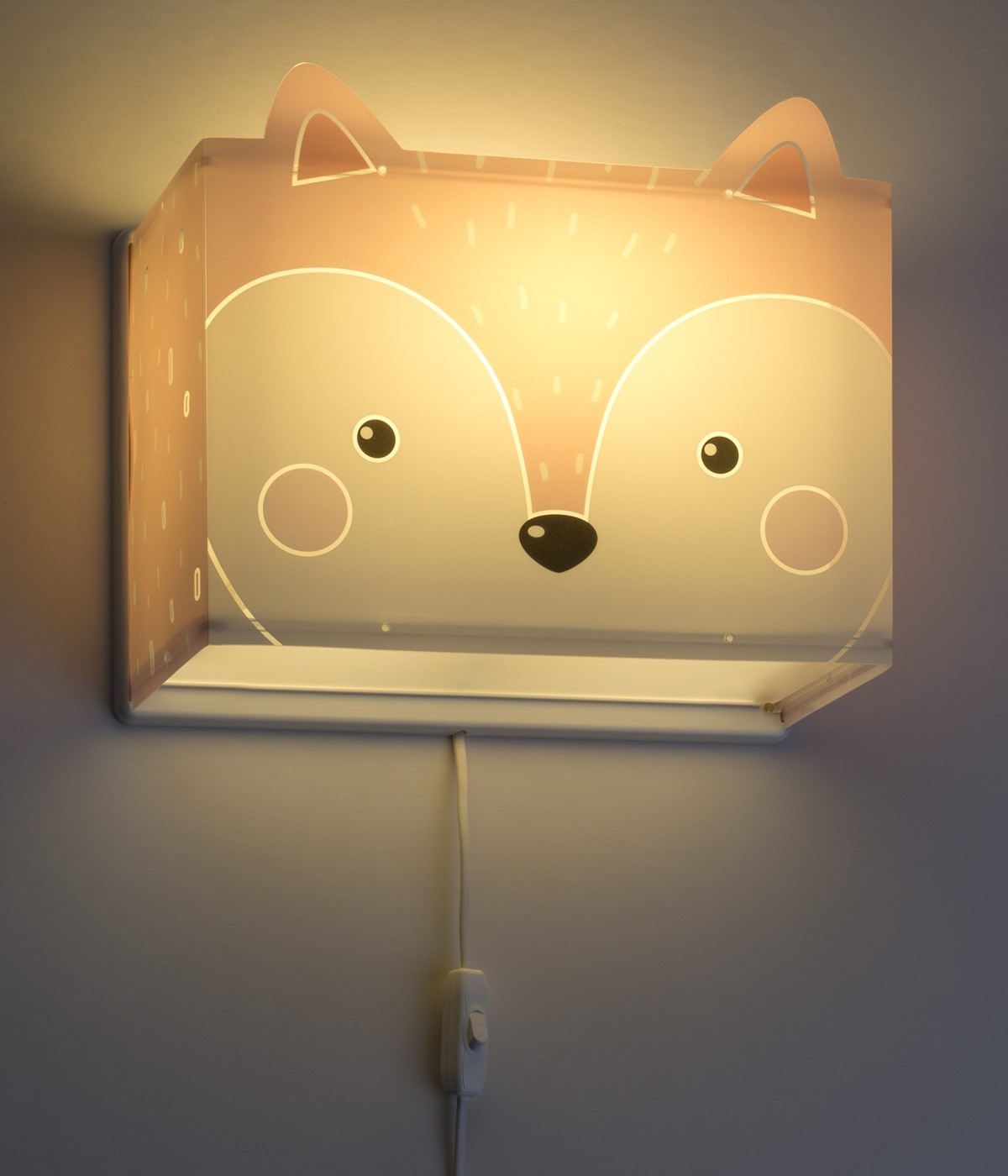 Dalber 64588 LITTLE FOX - Dětská nástěnná lampička s motivem malé lišky a s kabelem do zásuvky + Dárek LED žárovka