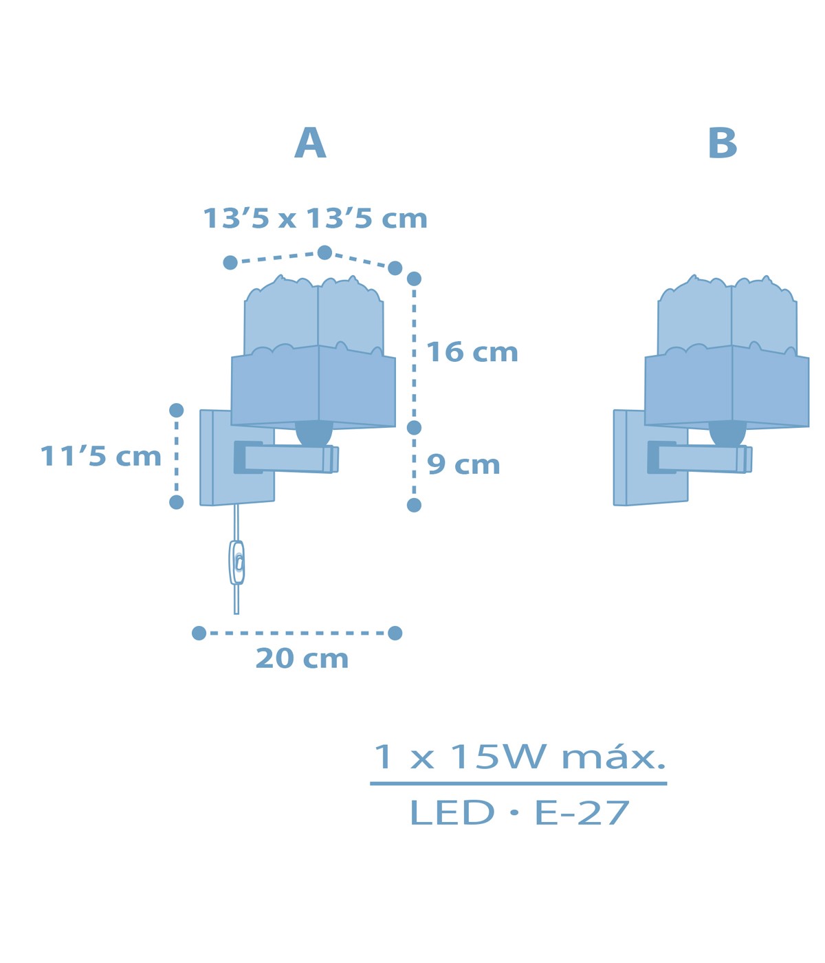 Dalber 63169T PANDA blue - Dětská fosforeskující nástěnná modrá lampička s kabelem do zásuvky + Dárek LED žárovka