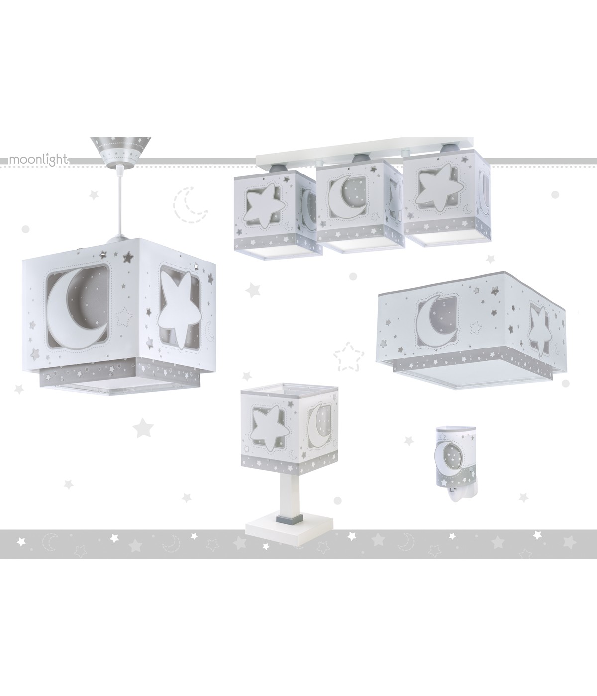 Dalber 63236E MOONLIGHT grey - Dětské stropní svítidlo v šedé barvě + Dárek LED žárovky