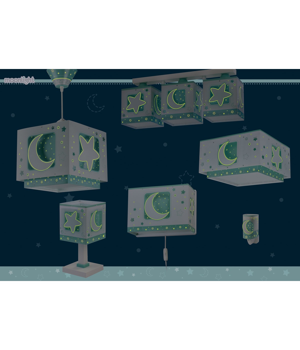 Dalber 63236H MOONLIGHT green - Dětské stropní svítidlo v zelené barvě + Dárek LED žárovky