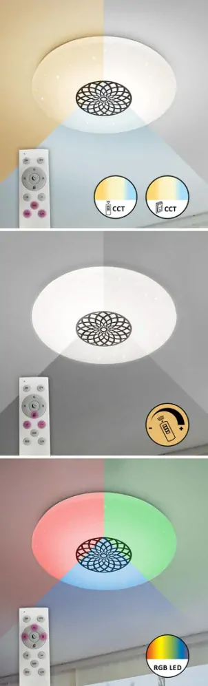 Rabalux 5365 OPHELIA - LED RGB svítidlo stmívatelné s dálkovým ovladačem, LED 40W, 3000K - 6500K, Ø 60cm