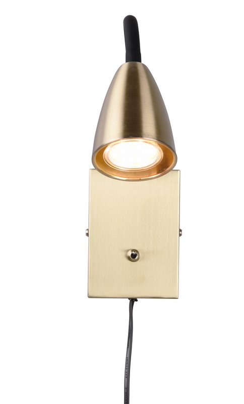 Trio Leuchten 202670108 WANDA - Nástěnná čtecí lampa v mosazné barvě s kabelem do zásuvky, 1 x GU10