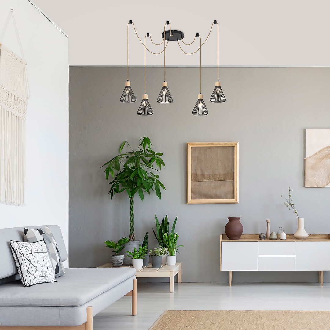 Rabalux 3150 FARFALLE - Závěsný retro lustr s pěti závěsy,  5 x E27