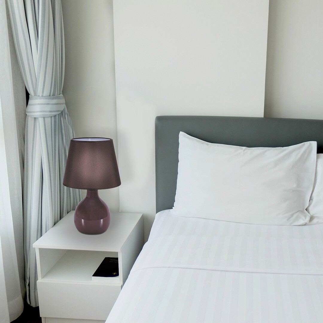 Rabalux 4476 INGRID - Stolní lampička s keramickým podstavcem v hnědé barvě 1 x E14, 28cm