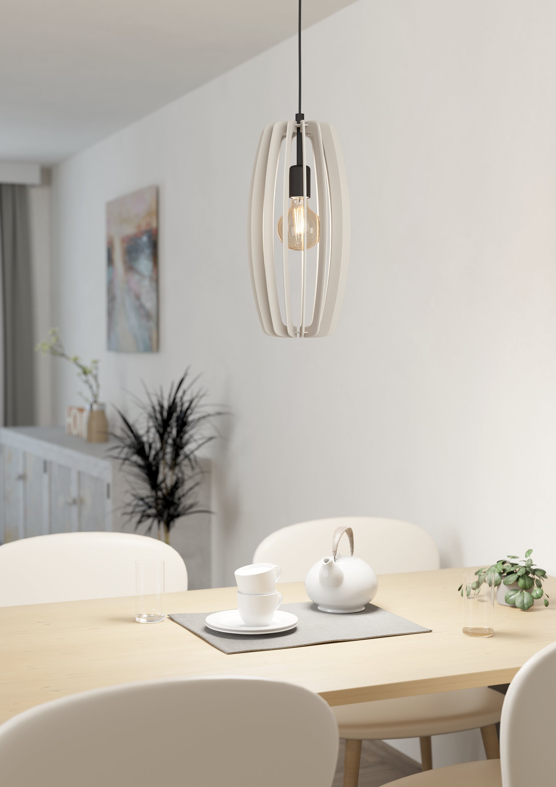 Eglo 900502 BAJAZZARA - Závěsné dřevěné svítidlo v šedé barvě, 1 x E27, Ø 26cm