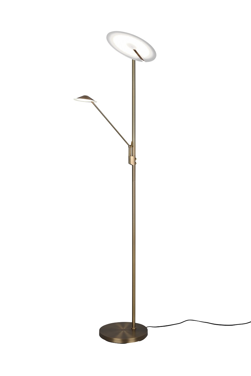 Trio Leuchten 425610204 BRANTFORD - Stmívatelná stojací lampa s možnosti změny barvy světla 2700 + 3200 + 4000K, výška 180cm, staromosaz