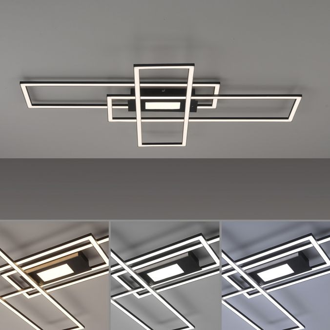Leuchten Direkt 14693-18 ASMIN - LED stropní stmívatelné svítidlo v černé barvě s dálkovým ovladačem, LED 50W, 2700-5000K, 99 x 69cm