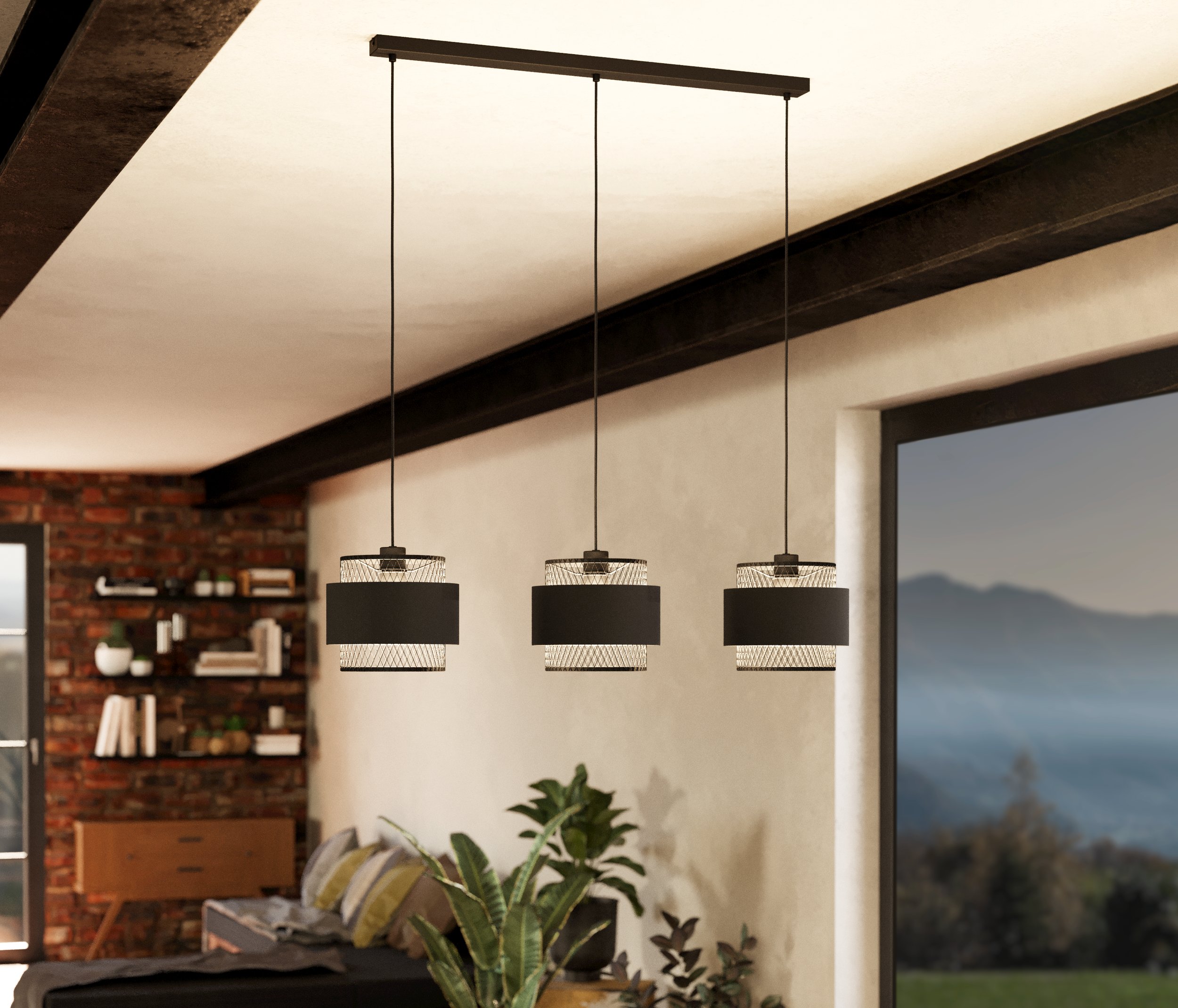 Eglo 43669 BAZELY - Moderní závěsný vintage lustr nad jídelní stůl nebo sedačku, 3 x E27, 99cm