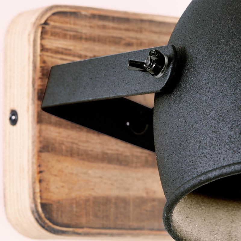 Brilliant 47310/76 CROWTON - Industriální nástěnná nebo stropní bodovka v černé barvě se dřevem, 1 x GU10