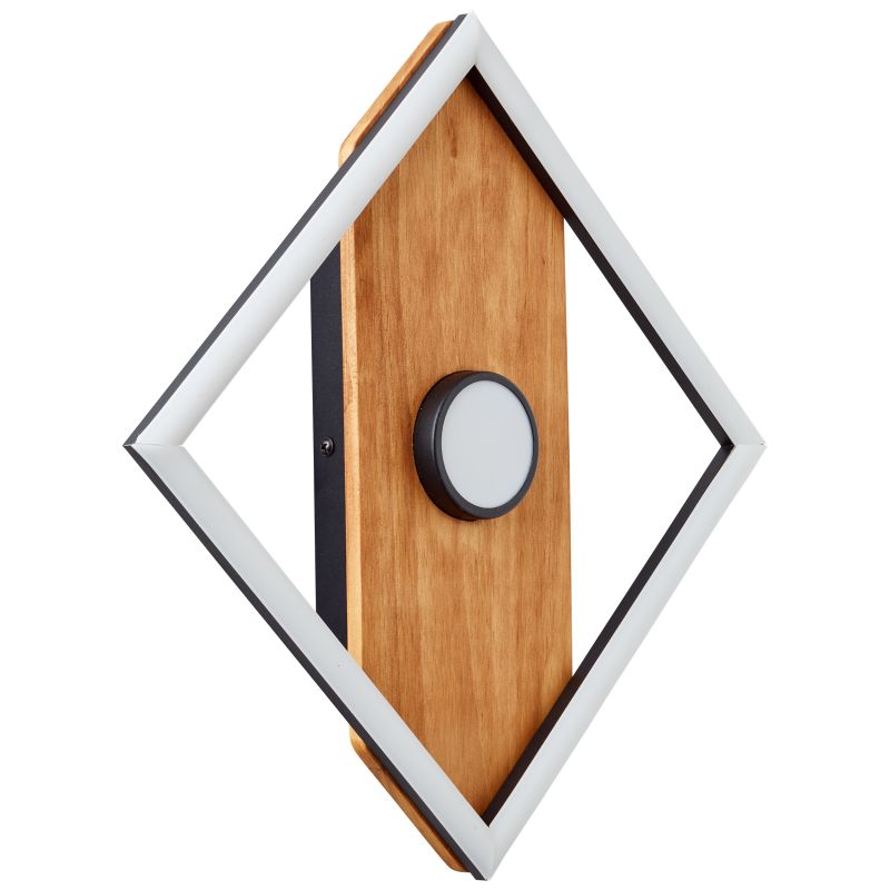 Brilliant G99755/76 WOODBRIDGE - Stropní nebo nástěnné LED svítidlo v černé barvě se dřevem, 18W, 3000K, 25 x 25cm