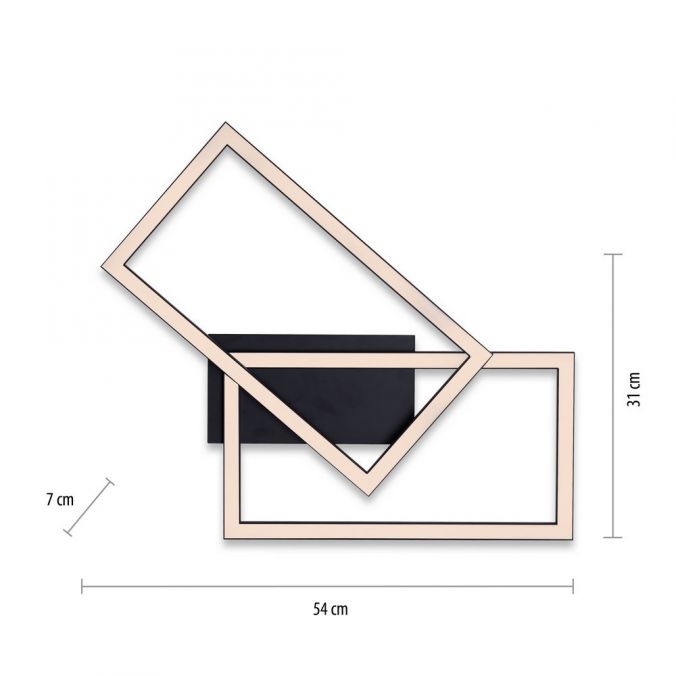 Leuchten Direkt 14692-18 IVEN - LED stropní vypínačem stmívatelné svítidlo v černé barvě, 40W, 3000K, 54 x 31cm
